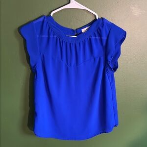 Monteau Blue Cap Sleeve Blouse